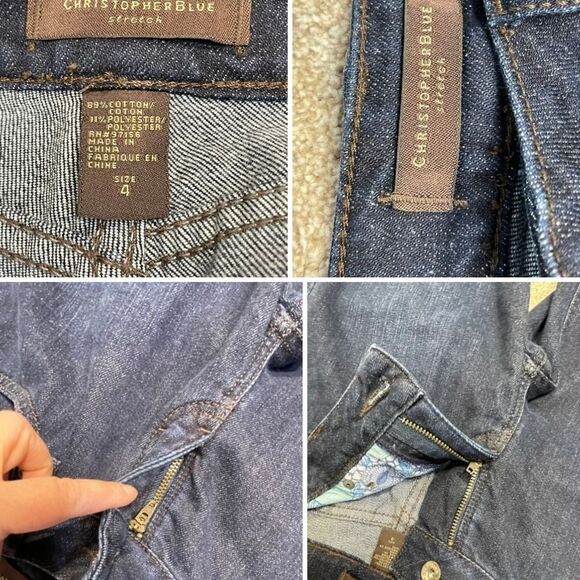 Christopher denim womens wide leg jean sz 4 low rise blue jeans soft denim Y2K - Picture 10 of 12